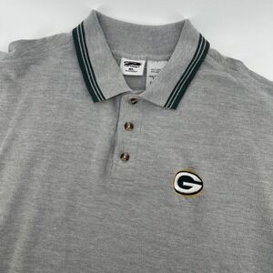 Vintage Green Bay Packers The Edge Mens XL Polo Shirt Gray Y2K Algodon